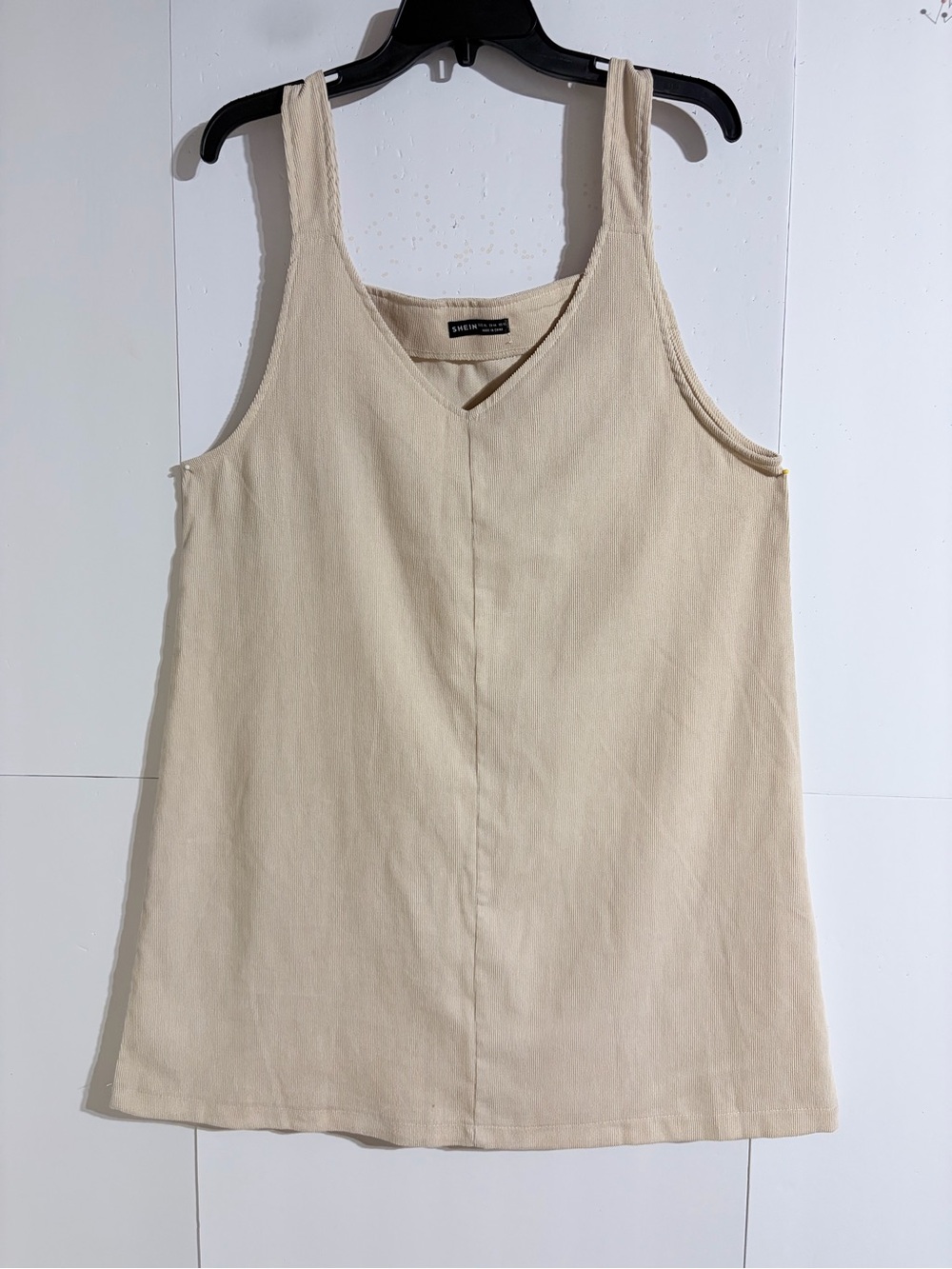 SHEIN Cream V-Neck Sleeveless Tank Top